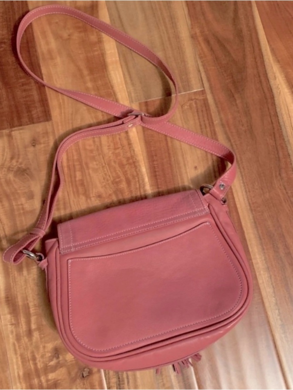 Poppy Barley Rose Pink Leather Tassel Crossbody - Picture 2 of 7